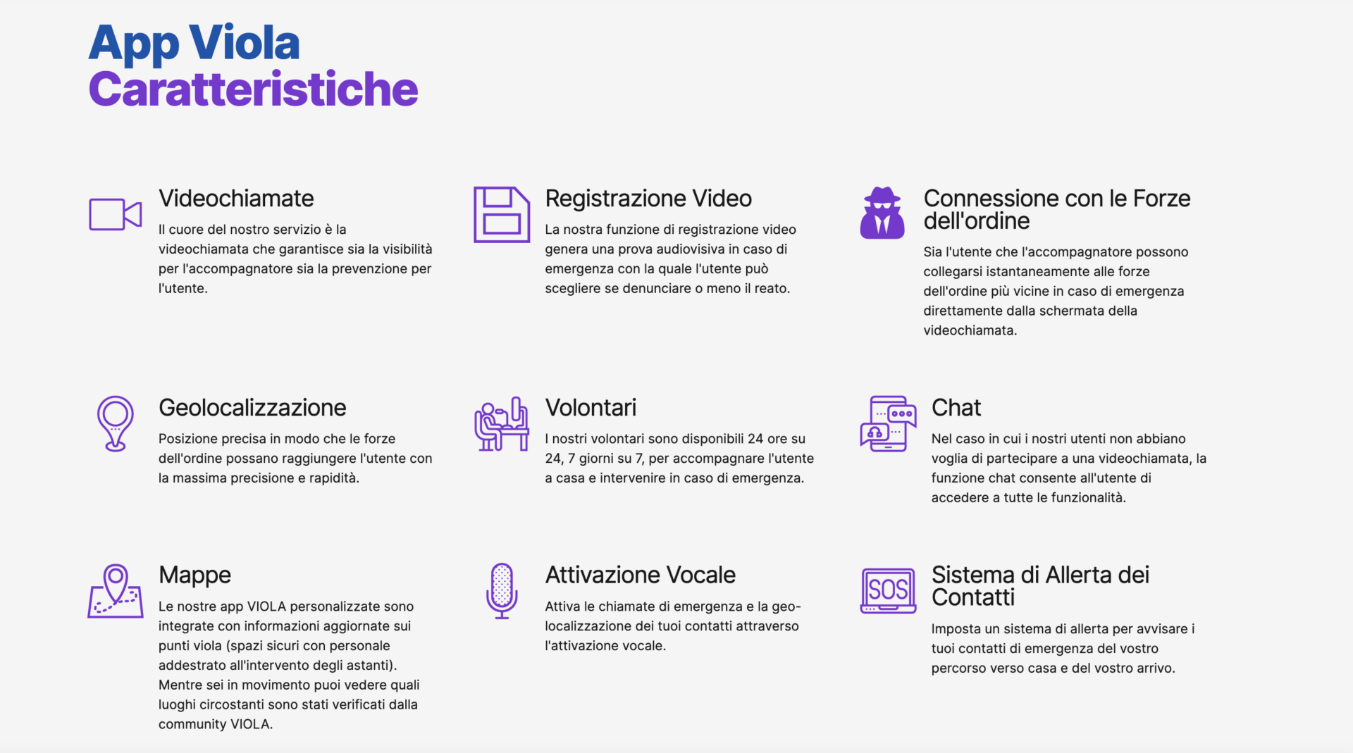 Caratteristiche di App Viola